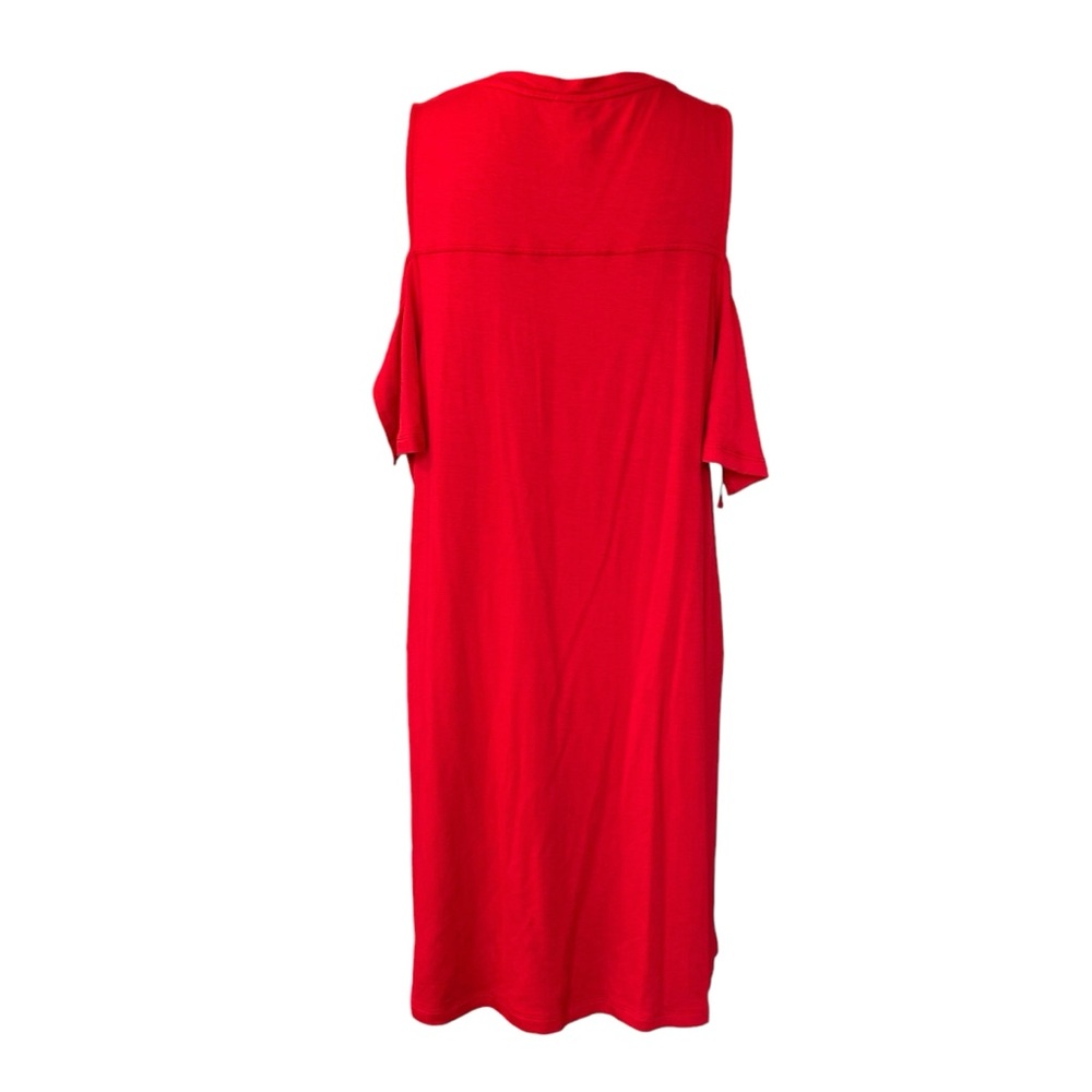 Kensie Cold Shoulder Tie Sleeve Shift Dress Women’s Sz Large Red Valentines New — image 4 of 7